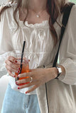 Spring Linen Cotton Shirt Tops Casual Girls White Blouse Women Long Sleeve Korean Women Blouses Femme Soft Blusas