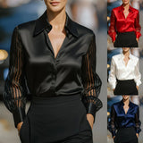 Faitry Face Solid-Colored Collared Folded Fork Vest Top Broad Leg Trousers Set