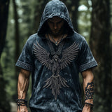 Men's Short-Sleeved Loose Casual Hoodie 3D National Style Digital Printing Short
