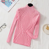 Knitted Sweater Women 2021 Pullover Long Sleeve Office Lady Jumper Sweater Slim Solid Sweaters Casual Tops New