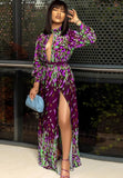 Print Cut Out Chest High Slit Long Maxi