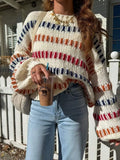2025 New Casual Fashion Retro-Colored Coarse Knitted Loose Bat Sleeve