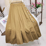 2021 New Solid Button Skirts Japanese Streetwear High Waist Hip A-Line Skirt Korean Chic Sweet Pleated Faldas