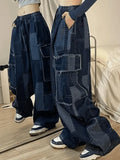 Vintage Blue Checkered Baggy Cargo Jeans-Outfit