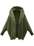 Winter Woman Coat 2022 Very Warm Oversized Cardigan Solid Bat Sleeve Hooded Loose Plush Coats for Women Clothing