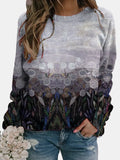 Landscape Flower Floral Print Long Sleeve
