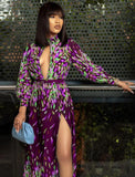 Print Cut Out Chest High Slit Long Maxi