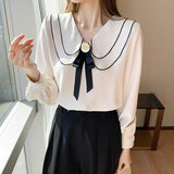 Women Solid Chiffon Blouse Shirt Women Tops Long Sleeve Blouse Women Blusas Mujer De Moda 2021 Blouses Femme Top
