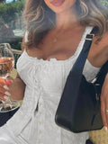 Square Neck Embroidery Cutout Cami Top-Outfit