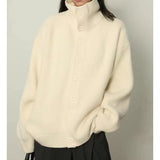 Version Of High-End Vintage Cardigan Sweater Women's Autumn And Winter New Large Size Loose Sweater Jacket-Outfit