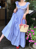 Dot Sweet Dress Women Designer Ruched Cute Midi Dress Female Chiffon Korean Fashion Ruffle Draped Chic Holiday Dress