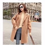 tweed coat women's middle long spring Korean loose and thin woolen