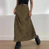 Street Drawstring Split Long Skirt Women High Waist Fashion Korean Basic Cargo Skirts Lady Harajuku Y2K Outfits-Outfit