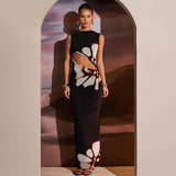 Toloer New Fashion Retro Print Sleeveless Hollow Out Sexy Slim Stitching Dress Children-Outfit