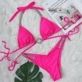Toloer New Sexy Strap Swimsuit Luxury Rhinestone Bikini Tropical Flower Bathing