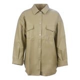 Toloer Winter And Fall New PU Leather Women's Shirt Fashion Women's Coat-Outfit