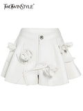 Patchwork Floral Short Pants For Women High Waist Solid Minimalist Shorts Female Korean Fashion Clothing Style