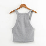 Women Asymmetric Vest Top With Curve Hem-Outfit