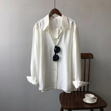 Women's Lightweight Texture Silk Blouse Autumn 2022 New Korean Style Long Sleeve