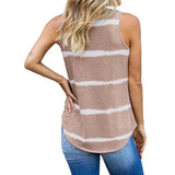 Summer Women Striped Vest Top Pocket Sleeveless Tie Dye Casual Tank Tops Fashion Sexy Beach Loose Tops Tees Female
