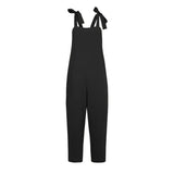 Solid Pockets Overalls Cotton Soft Sleeveless Casual Jumpsuits ZANZEA Women Bib Cargo Pants Lace Up