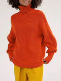 Turtleneck Oversized Sweater Women Blue Warm Loose Knitted Pullover Women Thick Turtleneck Jumper Sweaters Yellow