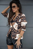Print Elegant Turndown Collar Regular