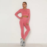 Seamless Gym set Fitness Sports Suits GYM Cloth Long Sleeve Shirts High Waist Running Sexy Booty Leggings Workout