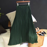 Womens High-Waisted Pleated Skirts Elastic Waist Blue Chiffon Maxi Skirt Pleated Long Office Skirt Summer Skirts For Women