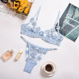Lace Bra Sets Underwear Backless Vest Sexy Panties Lingerie Padded Bralette Ultrathin Briefs Female Intimate with