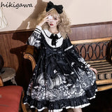 Y2K Vestidos De Mujer Japanese Woman Dress Lolita Robe Fashion Big Swing Black Dresses Ruffles Bow Party Dress Femme-Outfit