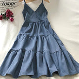 Dress Women Ins A-Line Korean Style Ruffle V-neck Chic Office Ladies Autumn Elegant Retro Casual Thin Loose