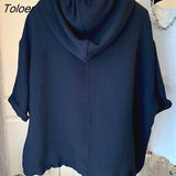 T Shirts Women Summer Hooded Short Sleeve T-shirt French Thin Tops Fashion Loose Design Niche Hoodie Tshirt Woman