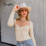 Sexy sheath women's pullover autumn High street solid slim jumper sweater female Fashion ladies long sleeve top