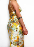 Sweet Strap Sleeveless Floral Print Slit Midi Asymmetrical Holiday