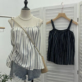 Vintage Bumpy Striped Small Sling Vest Women's Summer Free Holiday Style Sleeveless Top