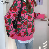 Pattern Knitting Sweater Lazy O-neck Loose Jacquard Outerwear Long Sleeve Top Thick Knitting Coat Female Pullover