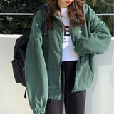 Plus Fleece Hoodies Streetwear Zip-up Turn-down Collar Oversize Jackets Causal Trendy Kpop BF Style Women