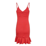 Backless Dresses Lady Mini Club Weeding Party Elegant Sloid Pencil Spaghtti Slip Sheath Bodycon V-Neck Short