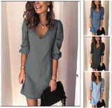 Regular Sleeve Deep V-neck Sexy Solid Color Versatile Casual