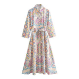 Women's Long Sleeve Printed Shirt Dress