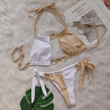 Toloer 2024 New Crystal Diamond Bikini Sexy Quilting Tied With Women's Split
