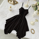 VAREY LIN 2022 Summer Women V Neck Sleeveless High Waist Dress Sexy Spaghetti Strap Dresses Female Ladys Sash Tie Up