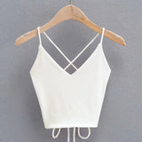 Women Sexy Backless Lace-up Tops Summer Clothes 2024 Fashion Sleeveless V-neck Tops Sexy Club-Outfit