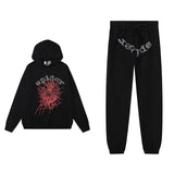 55555 Hip Hop Printed Letter Cobweb Hoodie Hoodie Couple Style Hoodie Trend-Outfit