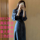 Long Sleeve Shirt Dress Women Spring Vintage Midi Jacket Dress Female Casual Loose Party Robe Maxi Bandage Vestido