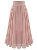 Temperament Commute Size Skirt Solid Color High Waist Super Pleated Chiffon