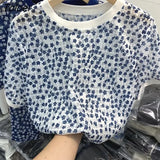 Lace O-neck Short-sleeved Women Summer Slim Casual All Match Female Pulls Top 2022 Leisure Korean Style Holiday