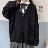 Cardigan Women Solid Harajuku Lazy Sweaters Preppy Sweet Style Girl Cute Knitwear All-match Soft Basic Knitted Sweater