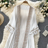 Retro Embroidery Sun Protection Shirt Women Summer Casual Loose Streetwear Chiffon Long Sun Protection Cardigan